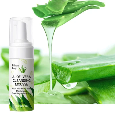 Customize Logo Aloe Vera Cleanser Deep Cleansing Mousse Oil Control Foam Herbal Skin Care Product