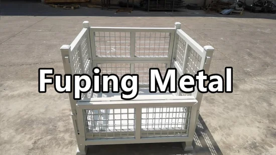 Heavy Duty Warehouse Storage Foldable Stackable Collapsible Metal Grid Metal Wire Mesh Cage