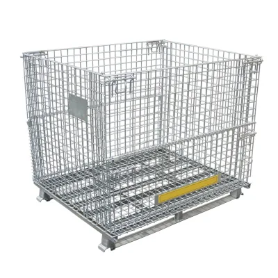 Stackable Pallet Cage Foldable Wire Cage Steel Pallet Container Wire Mesh Pallet Cage for Warehouse