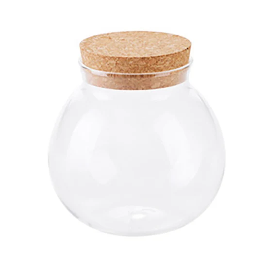 Lovely Round Tea Pot High Borosilicate Glass Sealed Pot Candy Milk Powder Micro Landscape Dried Fruit Food Storage Tank